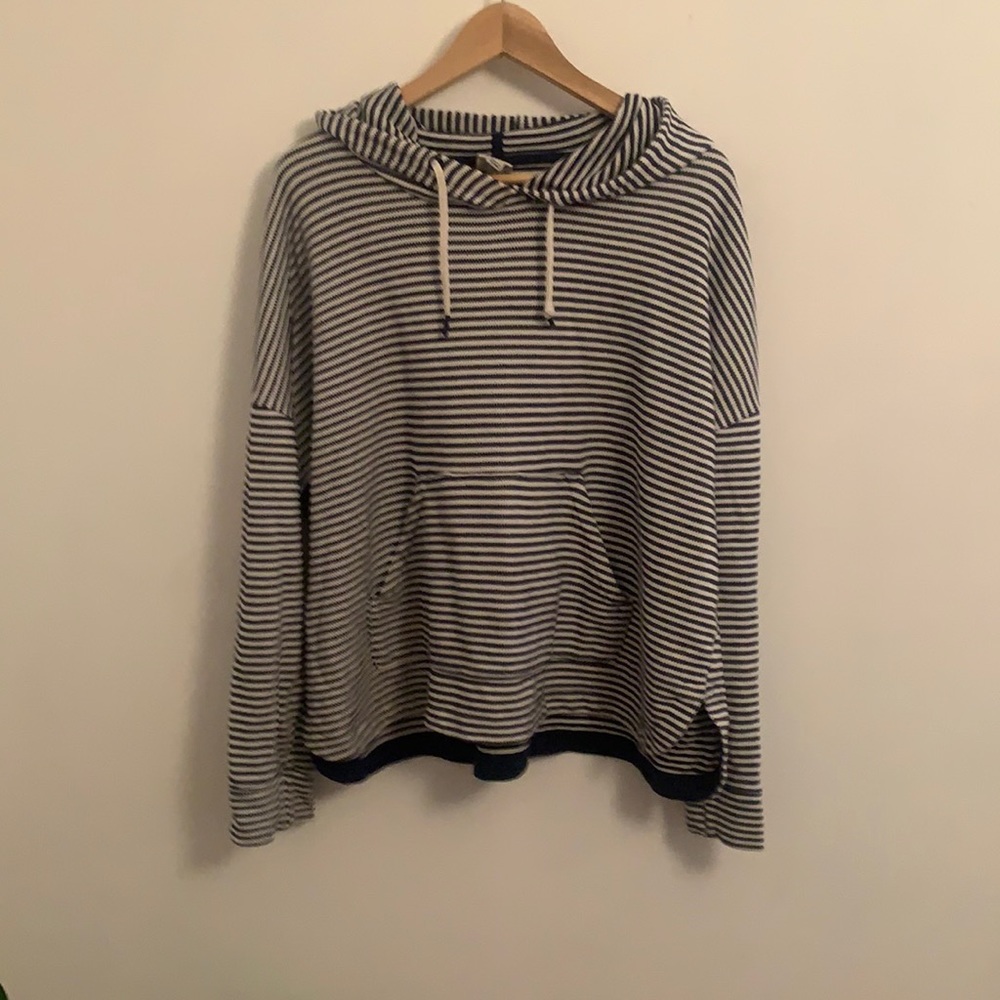 New Day hoodie, Blue and white Stripped, XXL